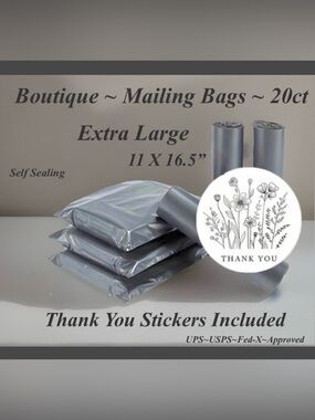 Ex. Large Poly Mailing BagsW/Thank You Stickers 20ct Bags & 20ct Stickers 〰️🆕〰️